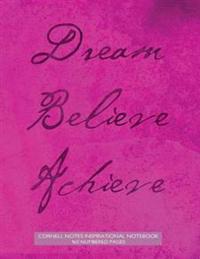 Cornell Notes Inspirational Notebook 160 Numbered Pages: Dream, Believe, Achieve Notebook for Cornell Notes with Purple Grunge Paper Cover - 8.5