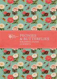 Rhs Peonies and Butterflies Wrapping Paper