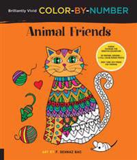 Brilliantly Vivid Color-By-Number: Animal Friends: Guided Coloring for Creative Relaxation--30 Original Designs + 4 Full-Color Bonus Prints--Easy Tear