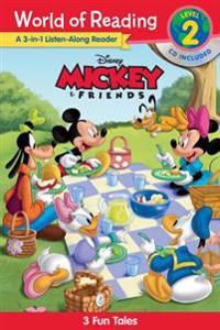 World of Reading Mickey and Friends 3-In-1 Listen-Along Reader (World of Reading Level 2): 3 Fun Tales with CD! [With Audio CD]