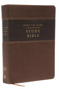 NKJV, Apply the Word Study Bible, Large Print, Imitation Leather, Brown, Indexed, Red Letter Edition: Live in His Steps