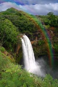 Waterfall in Kauai Hawaii with Rainbow Journal: 150 Page Lined Notebook/Diary