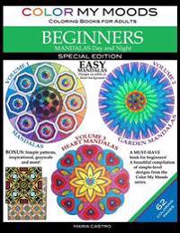 Color My Moods Coloring Books for Adults, Mandalas Day and Night for Beginners: Special Edition / 42 Easy Mandalas on White or Black Background / Stre