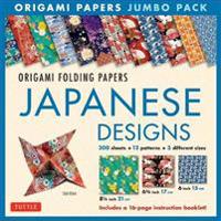 Origami Folding Papers Jumbo Pack: Japanese Designs: 300 Origami Folding Papers in 3 Sizes (6 Inch; 6 3/4 Inch and 8 1/4 Inch) and a 16-Page Book