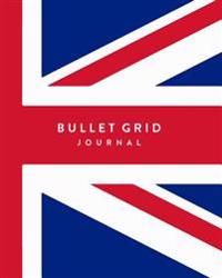 Bullet Grid Journal: Union Jack, 150 Dot Grid Pages, 8x10, Professionally Designed