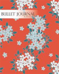 Bullet Journal Notebook Dotted Grid, Graph Grid-Lined Paper, Large, 8x10,150 Pages: Blue Blossom Sakura Flowers Blooming Orange Cover: Master Journali