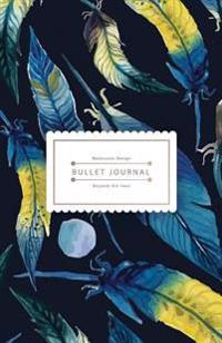 Bullet Journal Beyond the Soul: Blue Watercolor Bird Feather Journal - 130 Dot Grid Pages - High Inspiring Creative Design Idea