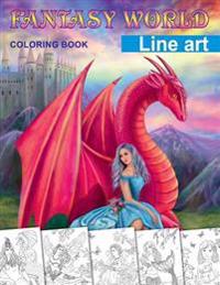 Fantasy World. Line Art Coloring Book: Adult Coloring Book
