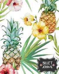 Bullet Journal: Pineapple and Flower - Blank Dotted Notebook 150 Pages(8x10) - Dot Journal: Bullet Journal Notebook