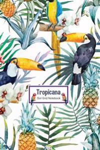 Tropicana Dot Grid Notebook: Compact 6 X 9 Dot Grid Journal Watercolor Tropical Bird Background