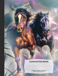 Wild Horses Composition Notebook, Narrow Ruled: 100 Sheets / 200 Pages, 9-3/4