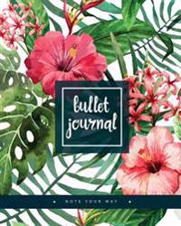 Bullet Journal Dot Grid for 90 Days, Numbered Pages Quarterly Journal Diary, Colorful Tropical Summer Plant Garden: Large Bullet Journal 8x10 with 150
