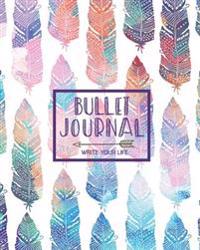 Bullet Journal Dot Grid for 90 Days, Numbered Pages Quarterly Journal Diary, Bohemian Feather African Colorful Tribal: Large Bullet Journal 8x10 with