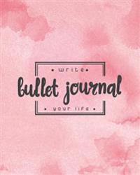 Bullet Journal Dot Grid for 90 Days, Numbered Pages Quarterly Journal Diary, Moder Pink Red Watercolor Notebook: Large Bullet Journal 8x10 with 110 Do