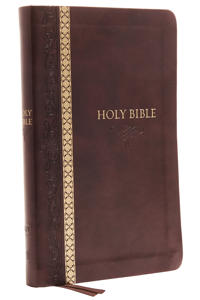 KJV, Thinline Bible, Standard Print, Imitation Leather, Brown, Indexed, Red Letter Edition, Comfort Print