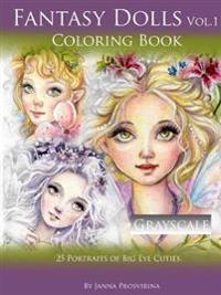 Fantasy Dolls Vol.1 Coloring Book Grayscale