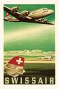 Vintage Journal Swiss Airline Travel Poster