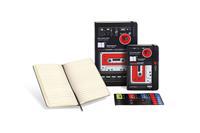 Audio Cassette Ruled Large Notebook: Black/Red