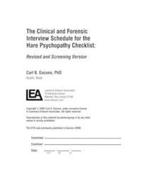The Clinical And Forensic Interview Schedule for the Hare Psychopathy Checklist